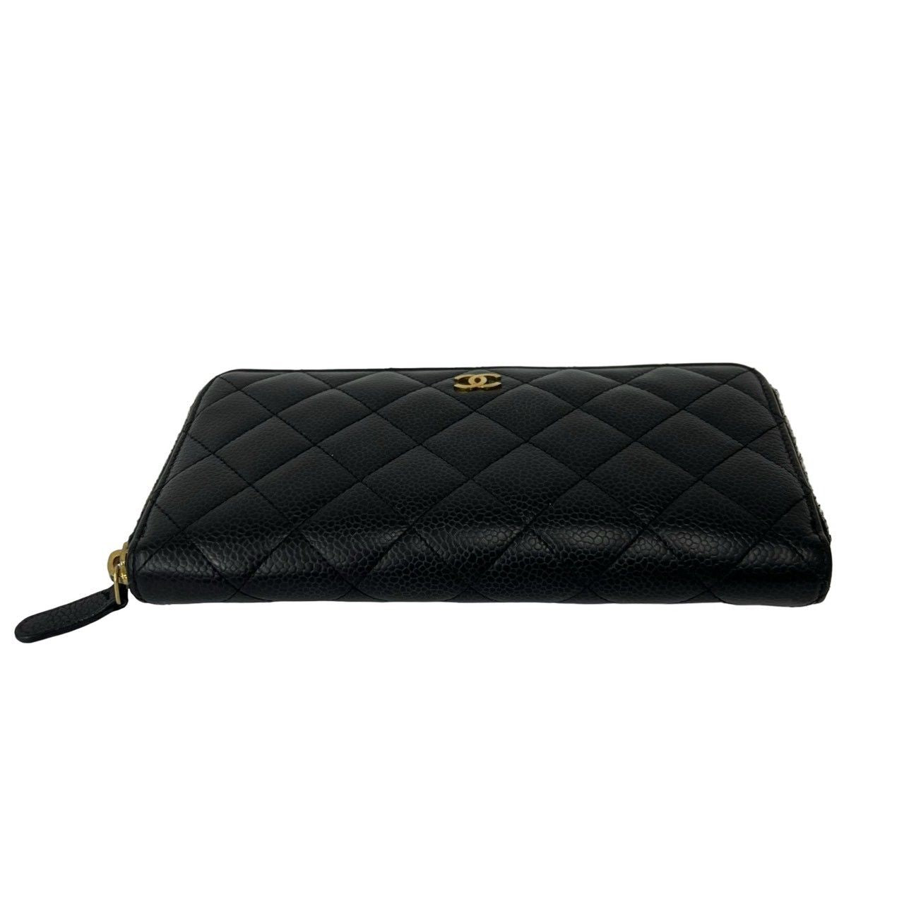 Chanel Quilted CC Logo Caviar Leather Wallet Black — view 6