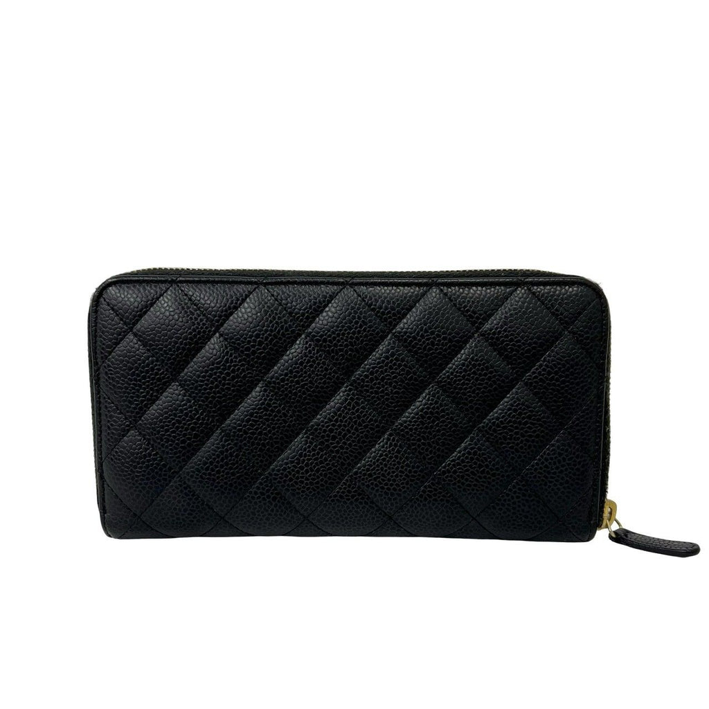 Chanel Quilted CC Logo Caviar Leather Wallet Black — view 2