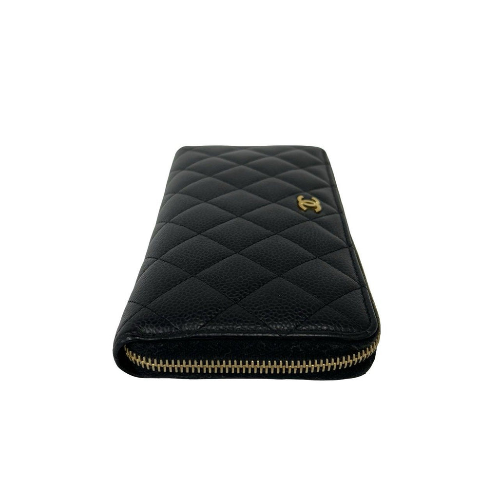Chanel Quilted CC Logo Caviar Leather Wallet Black — view 5
