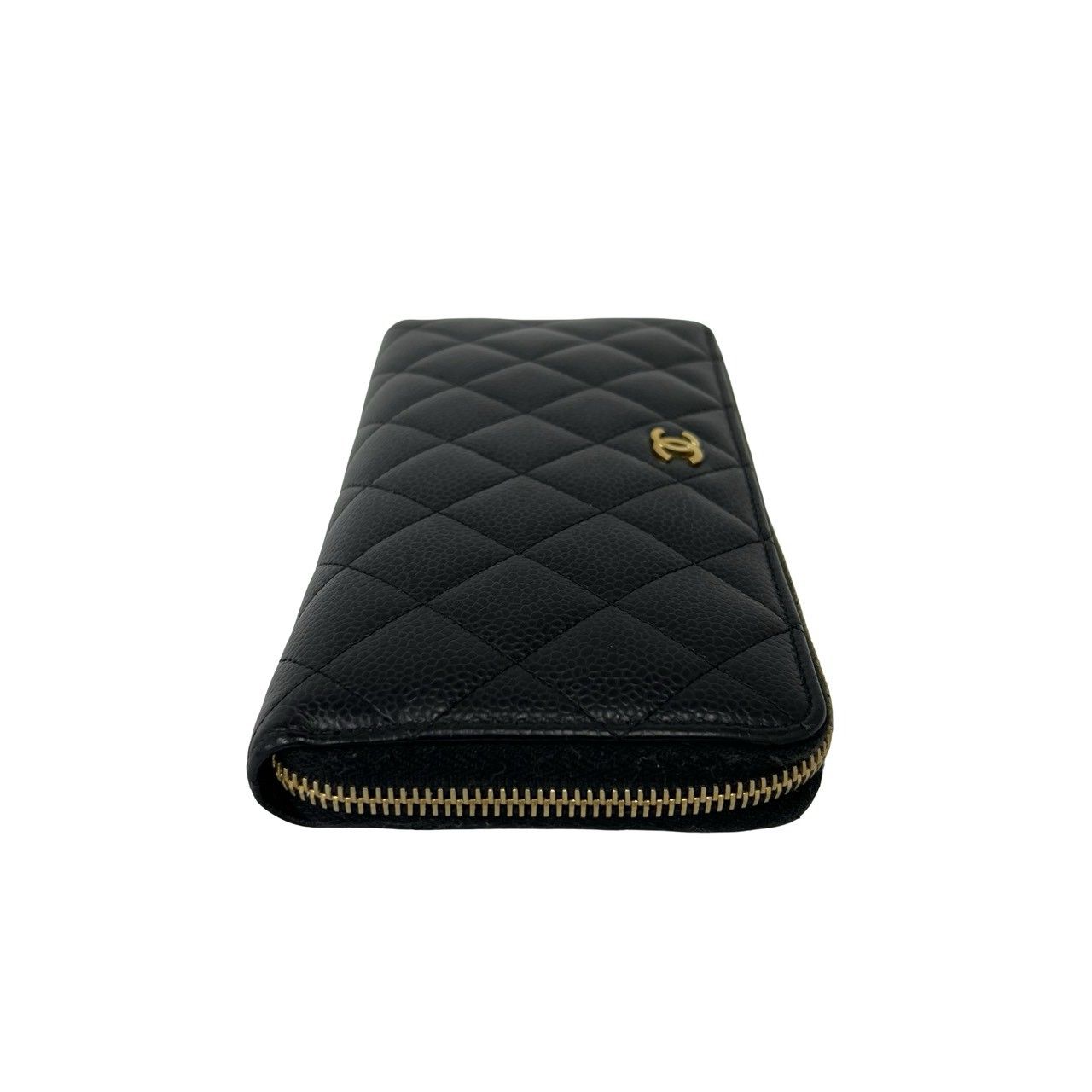 Chanel Quilted CC Logo Caviar Leather Wallet Black — view 5
