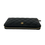 Chanel Quilted CC Logo Caviar Leather Wallet Black — view 3
