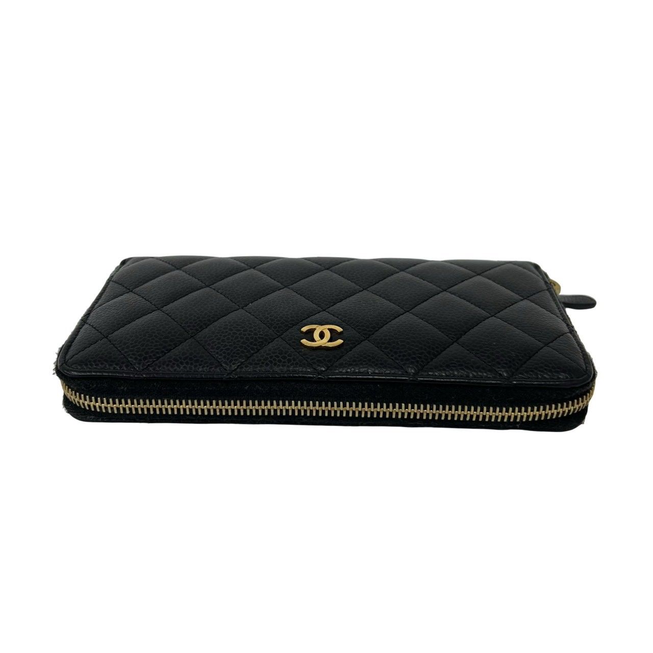 Chanel Quilted CC Logo Caviar Leather Wallet Black — view 3