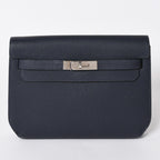 Hermes Clutch Kelly Depeches 25 Bleu Nuit Silver