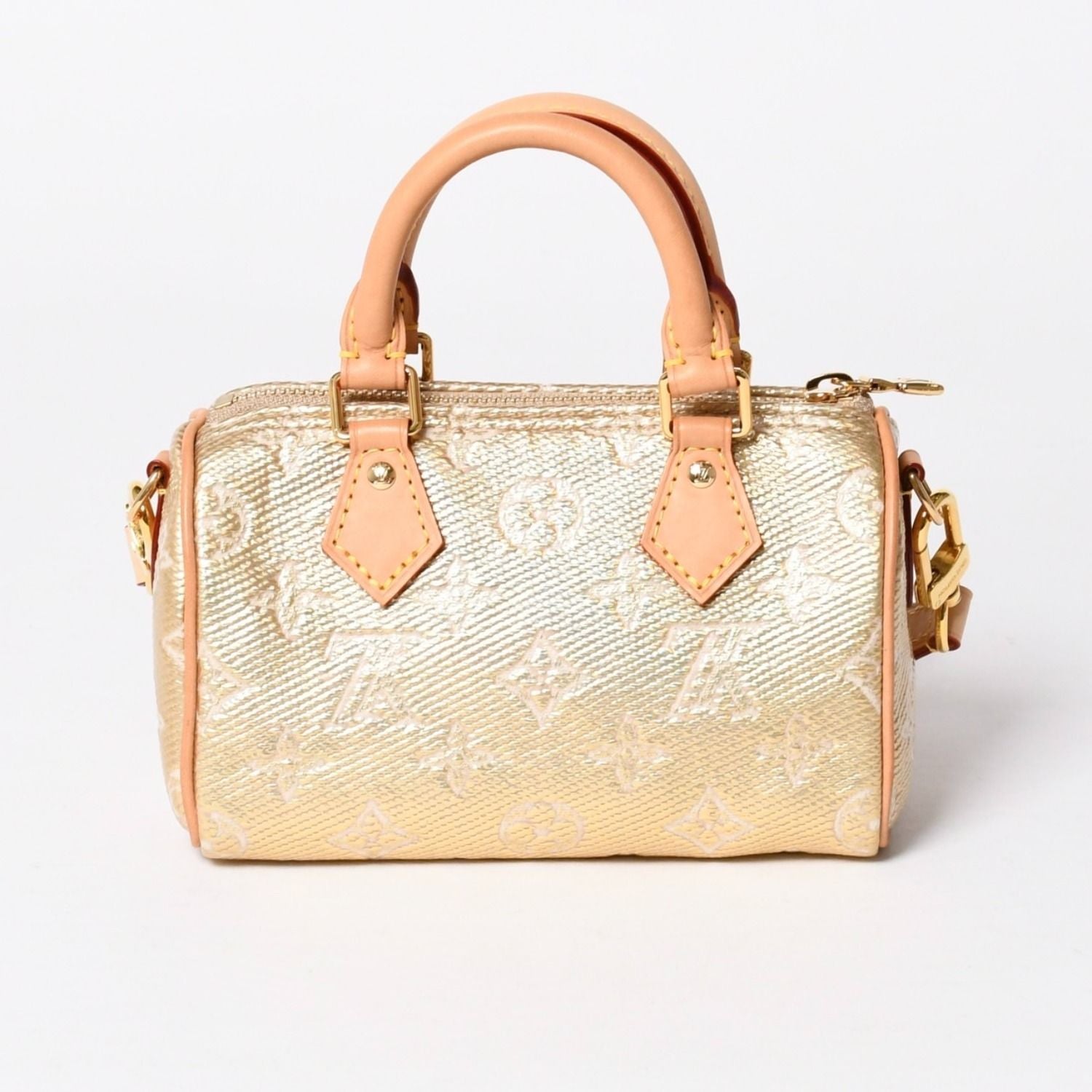 Louis Vuitton Hand Shoulder Bag Monogram Jacquard Nano Speedy Gold Beige — view 3