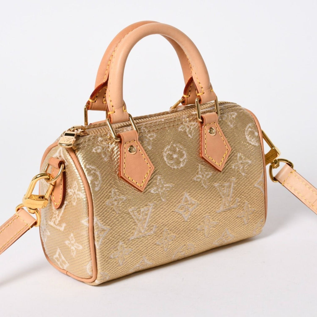 Louis Vuitton Hand Shoulder Bag Monogram Jacquard Nano Speedy Gold Beige — view 4