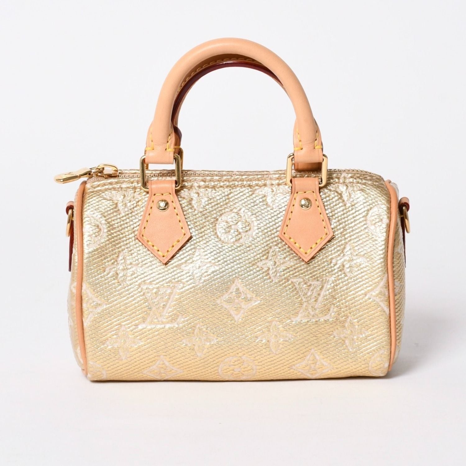 Louis Vuitton Hand Shoulder Bag Monogram Jacquard Nano Speedy Gold Beige — view 2