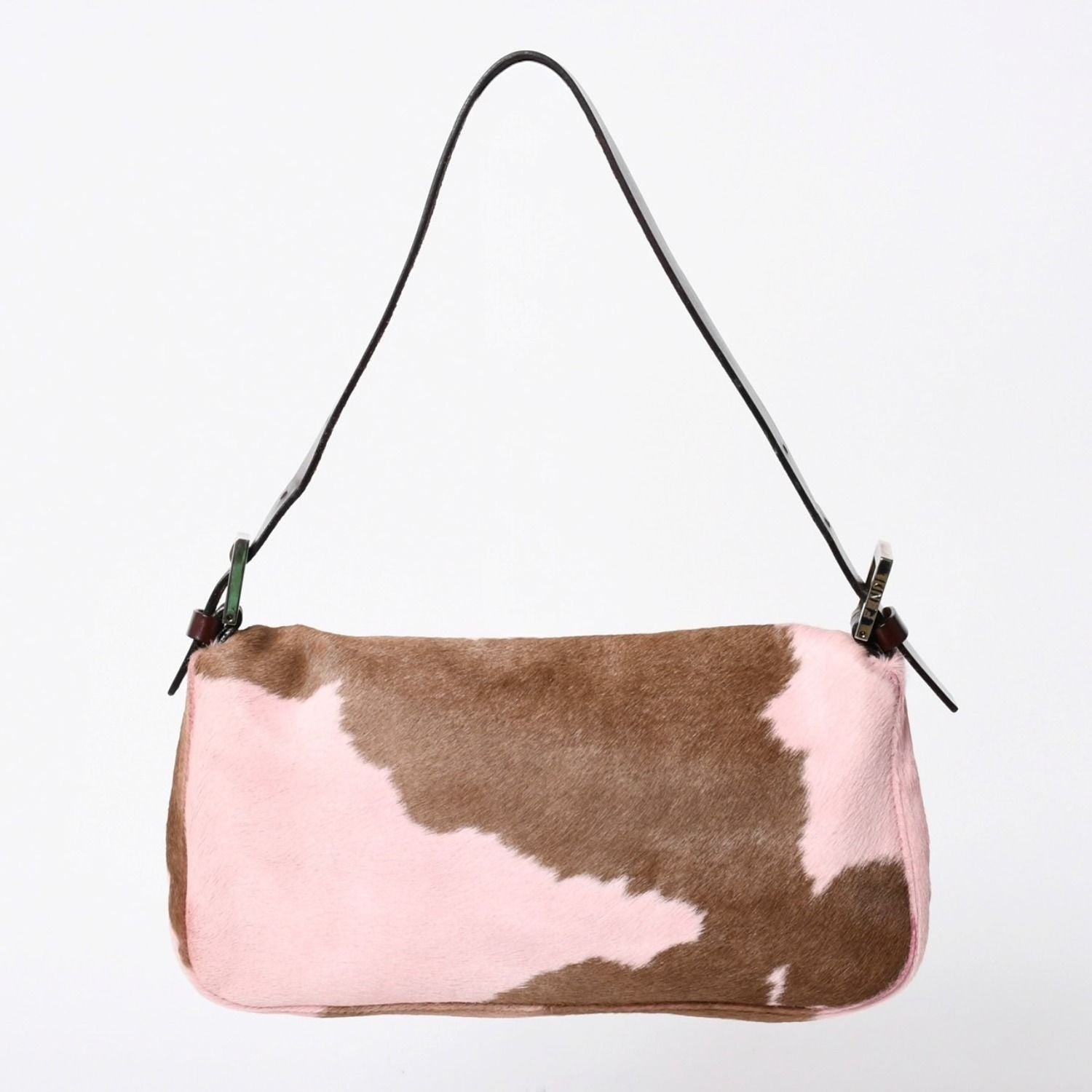 Fendi Mamma Baguette Bag Calf Hair Pink Brown — view 2