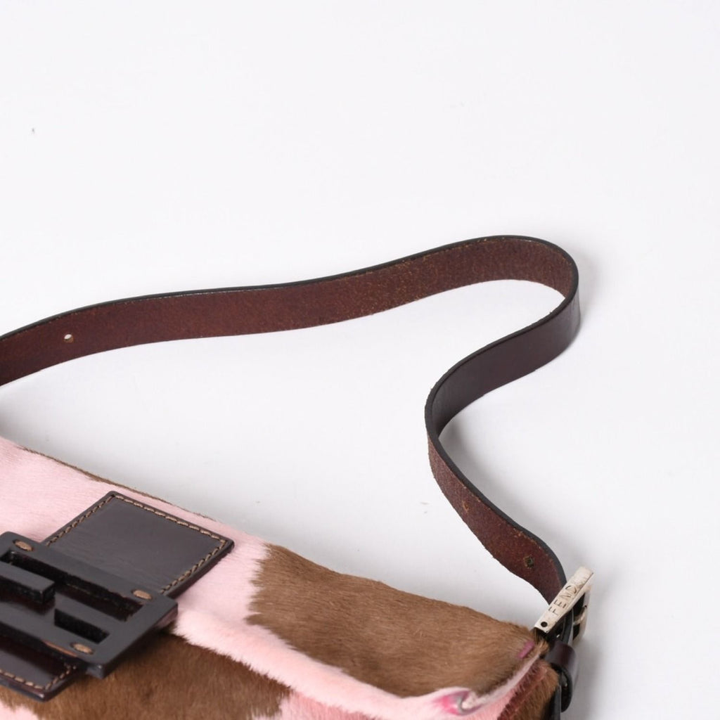 Fendi Mamma Baguette Bag Calf Hair Pink Brown — view 6