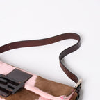 Fendi Mamma Baguette Bag Calf Hair Pink Brown — view 6