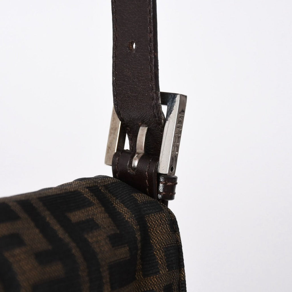 Fendi Shoulder Bag Cross Mamma Baguette Zucca Pattern Brown Silver — view 6