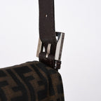 Fendi Shoulder Bag Cross Mamma Baguette Zucca Pattern Brown Silver — view 6