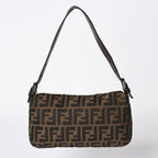 Fendi Shoulder Bag Cross Mamma Baguette Zucca Pattern Brown Silver — view 2