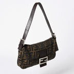 Fendi Shoulder Bag Cross Mamma Baguette Zucca Pattern Brown Silver — view 3