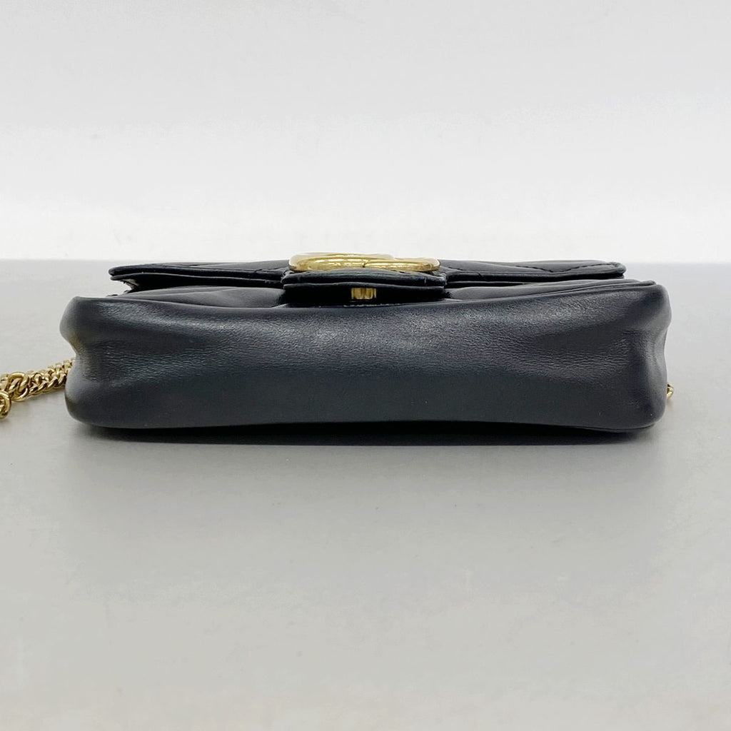Gucci Shoulder Bag GG Marmont Leather Black Gold — view 3
