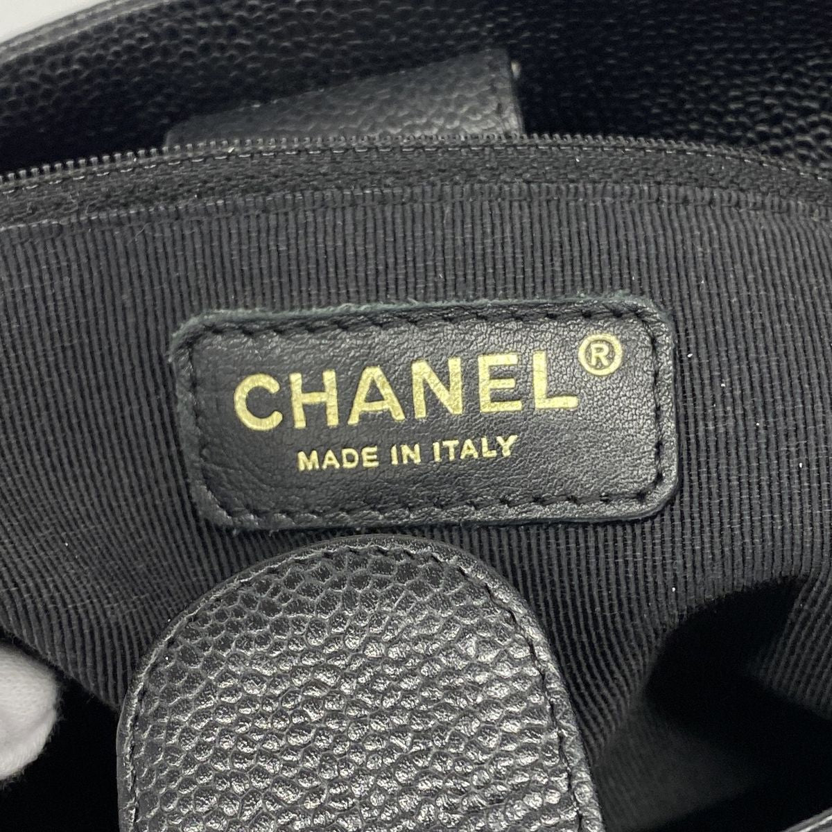 Chanel Chain Tote Bag Quilted Caviar Leather Black Gold — view 5