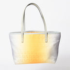 Fendi Zucchino FF Logo Tote Bag Canvas Leather Gray Yellow — view 2