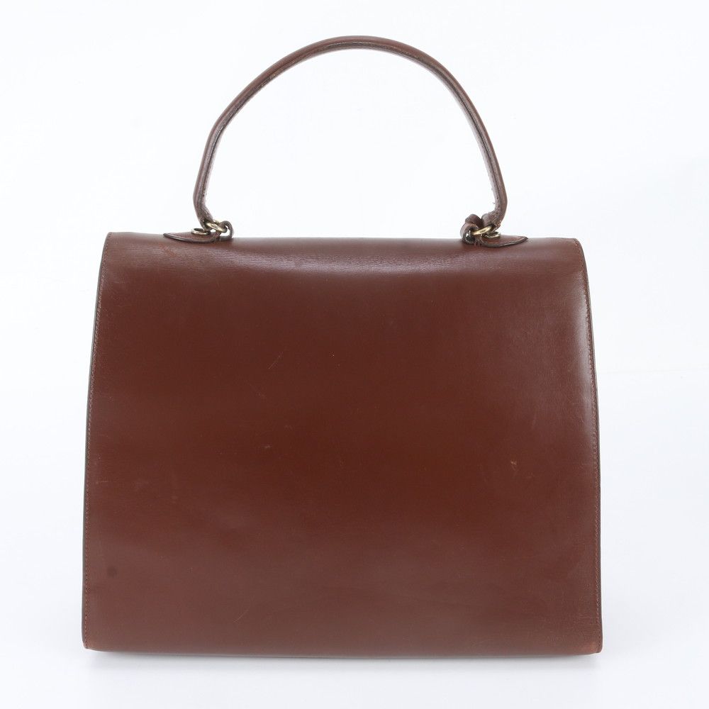 Prada Leather Handbag Top Handle Tote Brown Gold — view 3