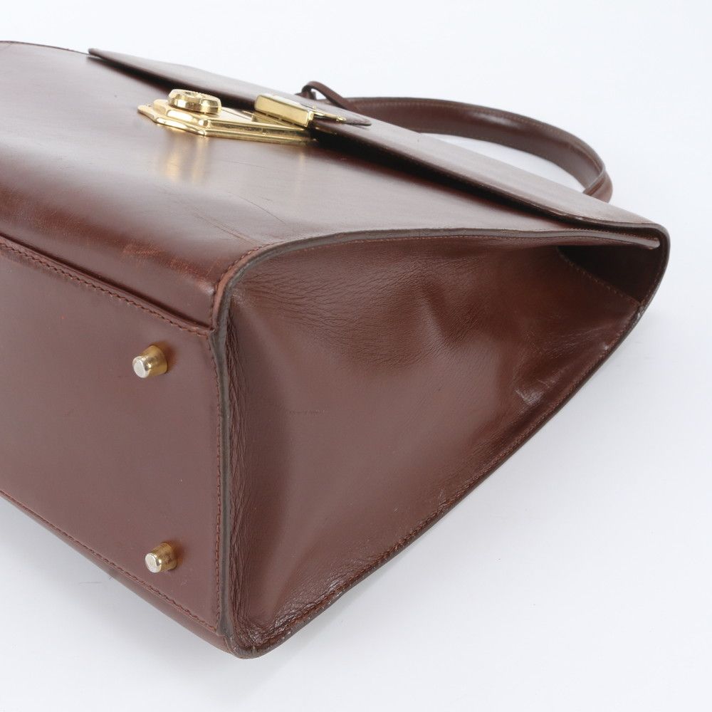 Prada Leather Handbag Top Handle Tote Brown Gold — view 4
