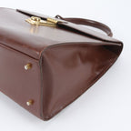 Prada Leather Handbag Top Handle Tote Brown Gold — view 4