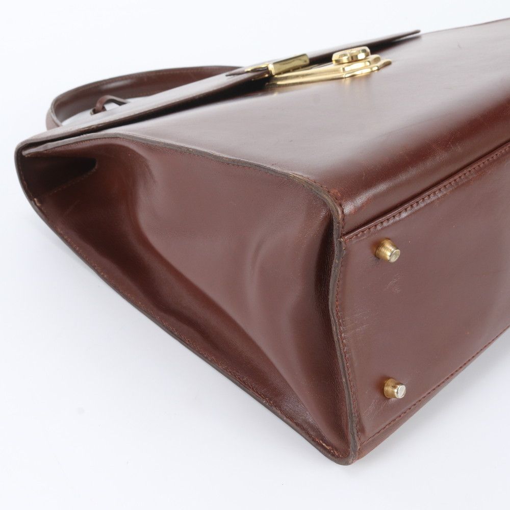 Prada Leather Handbag Top Handle Tote Brown Gold — view 6