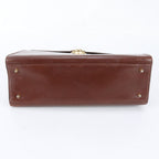 Prada Leather Handbag Top Handle Tote Brown Gold — view 5