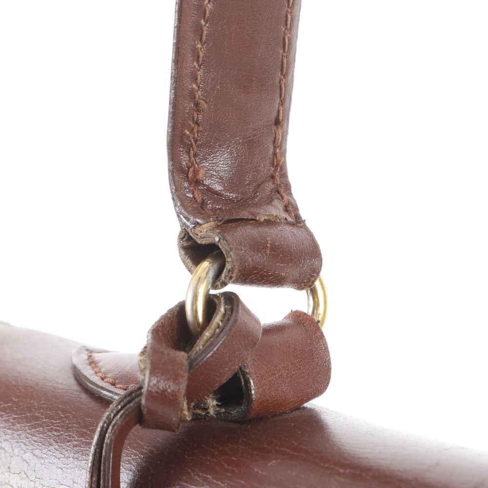Prada Leather Handbag Top Handle Tote Brown Gold — view 8