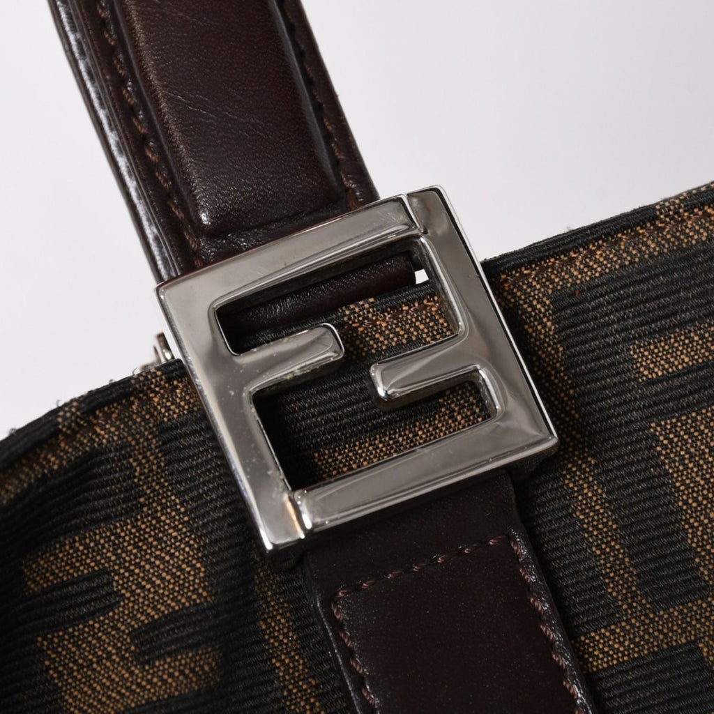 Fendi Tote Bag Zucca Pattern Canvas Leather Brown Silver — view 4