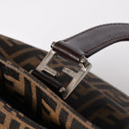 Fendi Tote Bag Zucca Pattern Canvas Leather Brown Silver — view 6