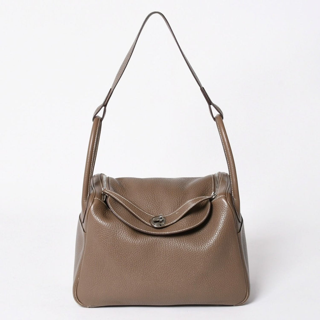Hermes 2-Way Bag Lindy 30 Etoupe Taurillon Clemence Silver