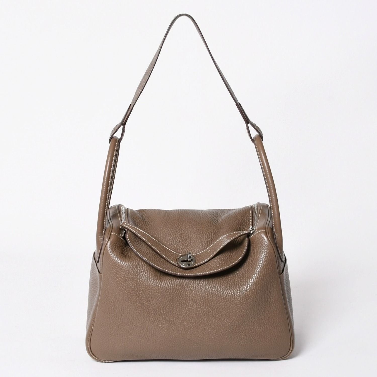 Hermes 2-Way Bag Lindy 30 Etoupe Taurillon Clemence Silver
