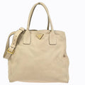 Prada 2-Way Shoulder Bag Beige Leather