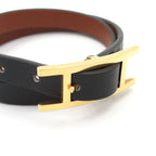 Hermes Bracelet Hapi 3 Leather Black Gold Reversible — view 3