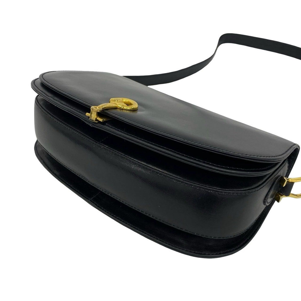 Gucci Vintage Horsebit Leather Shoulder Bag Pochette Black — view 8