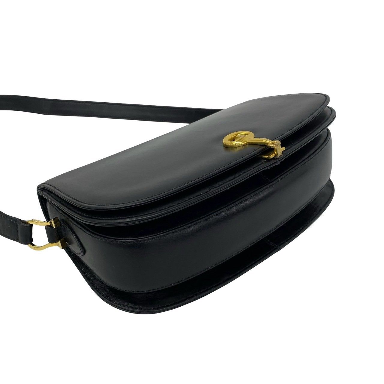 Gucci Vintage Horsebit Leather Shoulder Bag Pochette Black — view 7