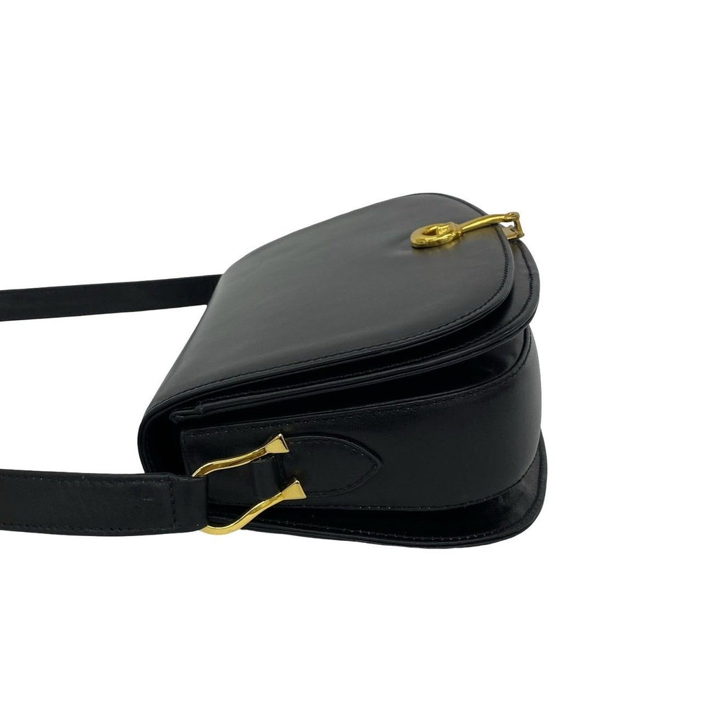 Gucci Vintage Horsebit Leather Shoulder Bag Pochette Black — view 5
