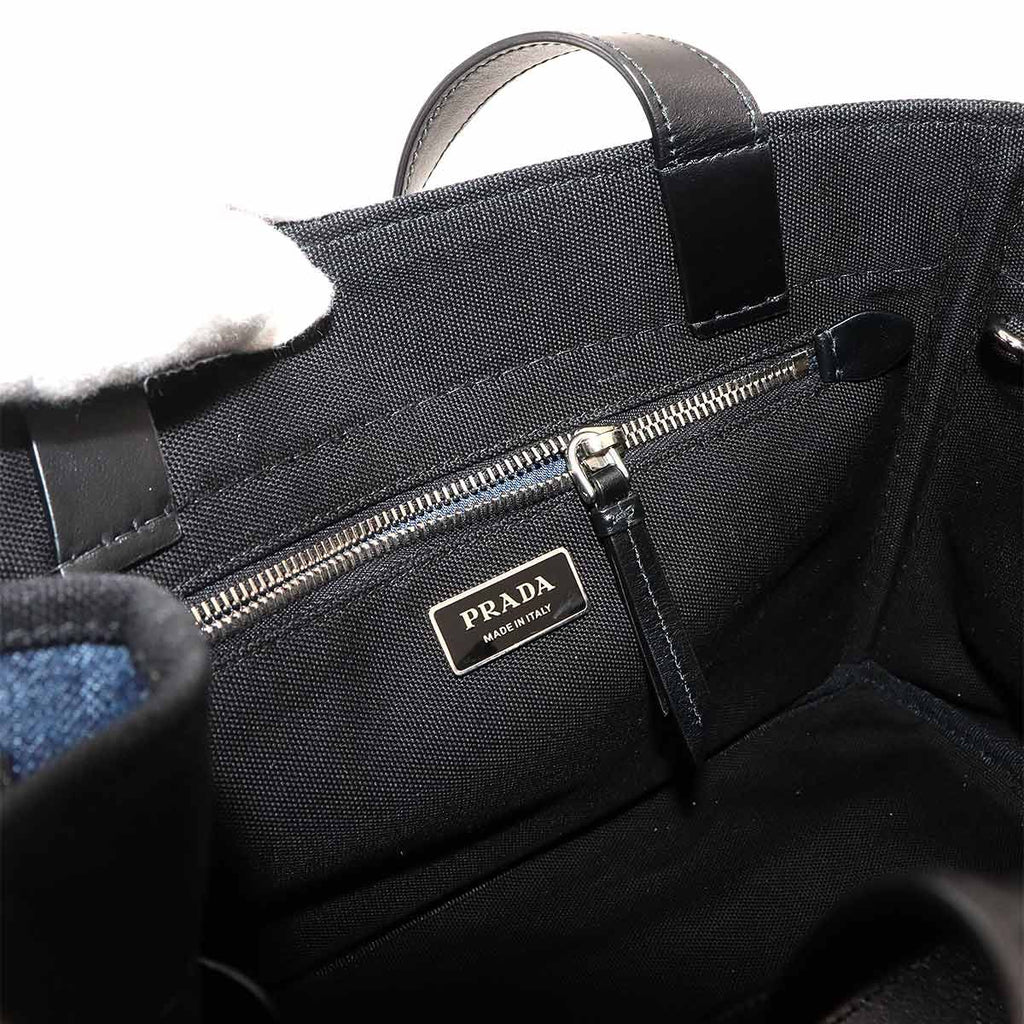 Prada 2-Way Bag Denim Leather Blue Black Silver — view 8