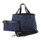 Prada 2-Way Bag Denim Leather Blue Black Silver — view 2