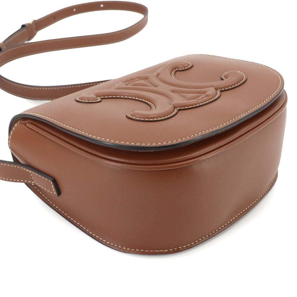 Celine Folco Cuir Triomphe Bag Shoulder Leather Tan Gold — view 6