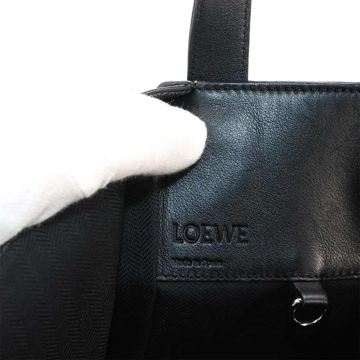 Loewe Hammock Medium 2-Way Bag Leather Black Silver — view 7