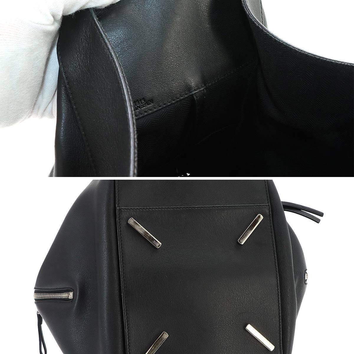 Loewe Hammock Medium 2-Way Bag Leather Black Silver — view 8