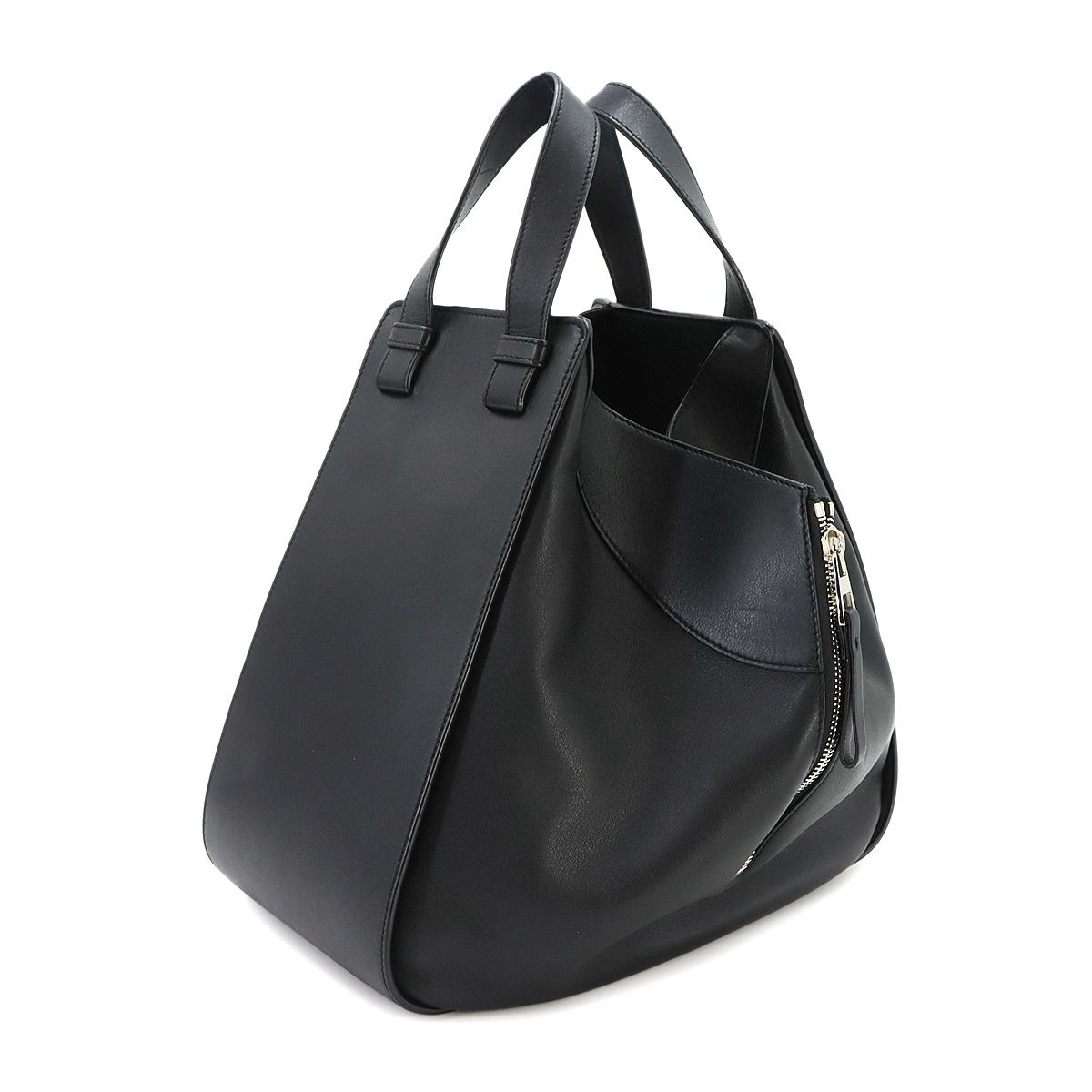 Loewe Hammock Medium 2-Way Bag Leather Black Silver — view 3