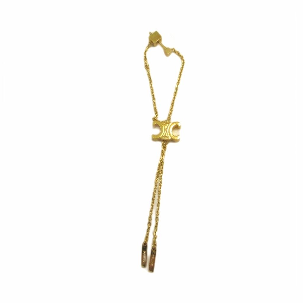 Celine Long Single Earrings Logo Gold