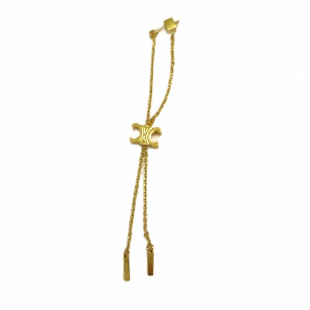 Celine Long Single Earrings Logo Gold — view 2