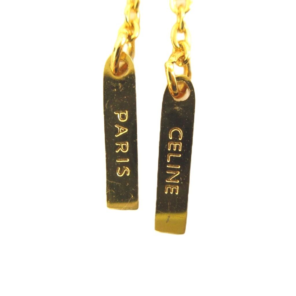 Celine Long Single Earrings Logo Gold — view 5