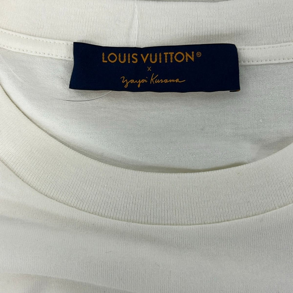 Louis Vuitton Short Sleeve T-Shirt Ivory Red Multi Crew Neck Yayoi Kusama L — view 3