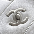 Chanel Tote Bag Club Monaco Chain Leather Metallic Silver CC Logo Shoulder — view 6