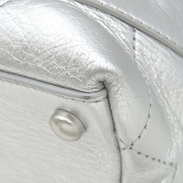 Chanel Tote Bag Club Monaco Chain Leather Metallic Silver CC Logo Shoulder — view 4
