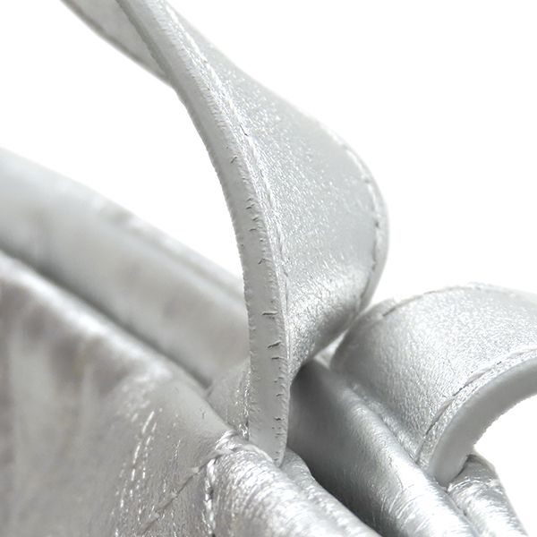 Chanel Tote Bag Club Monaco Chain Leather Metallic Silver CC Logo Shoulder — view 8