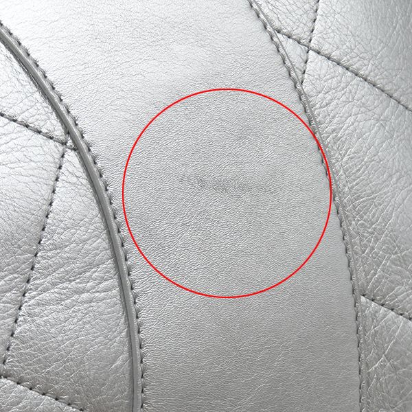 Chanel Tote Bag Club Monaco Chain Leather Metallic Silver CC Logo Shoulder — view 5