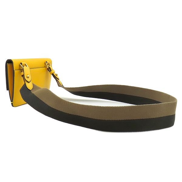 Fendi Flat Baguette Mini Leather Yellow Gold Shoulder Clutch — view 2